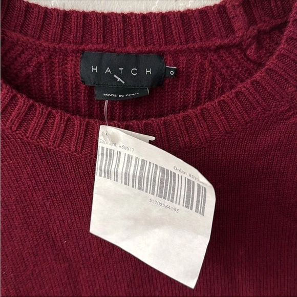 Hatch Baseball Sweater Burgundy Red Ribbed Knit High Low Crew Neck Pullover XS - Picture 7 of 9